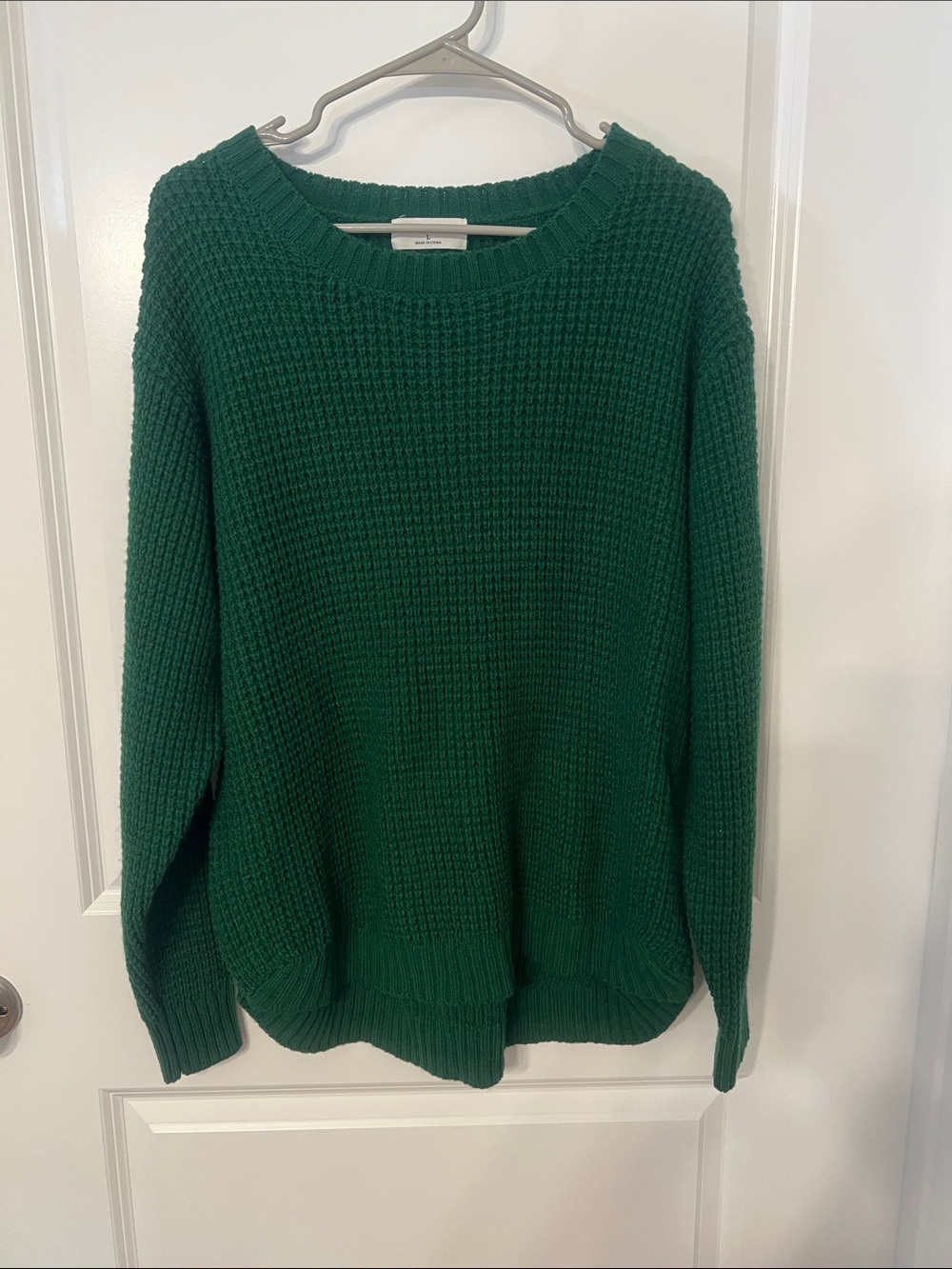 Women's Forest Green Waffle Knit Sweater